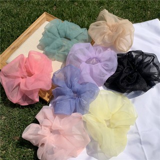 Dây Buộc Tóc Vải Scrunchies Voan Kính Loại Đẹp Cho Nữ
