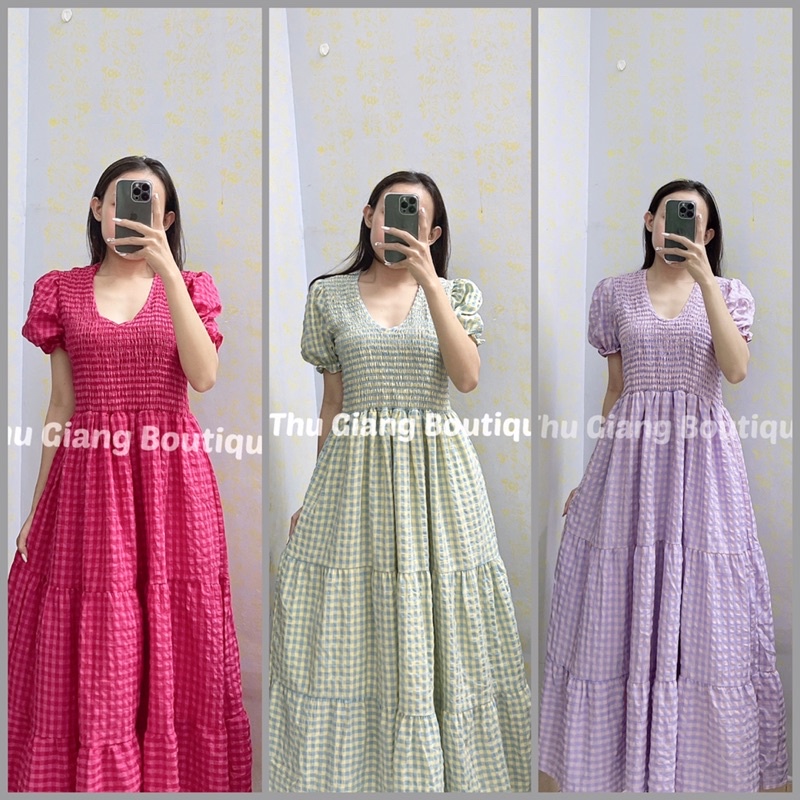 Đầm caro 2 lớp