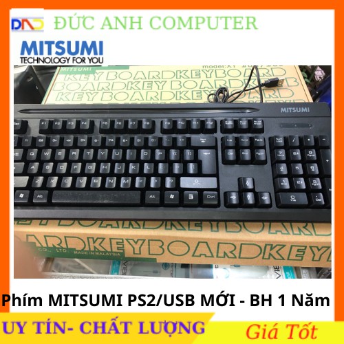 Bàn Phím Có Dây MITSUMI Cổng PS2, USB- Full Box, Bảo Hành 12 Tháng