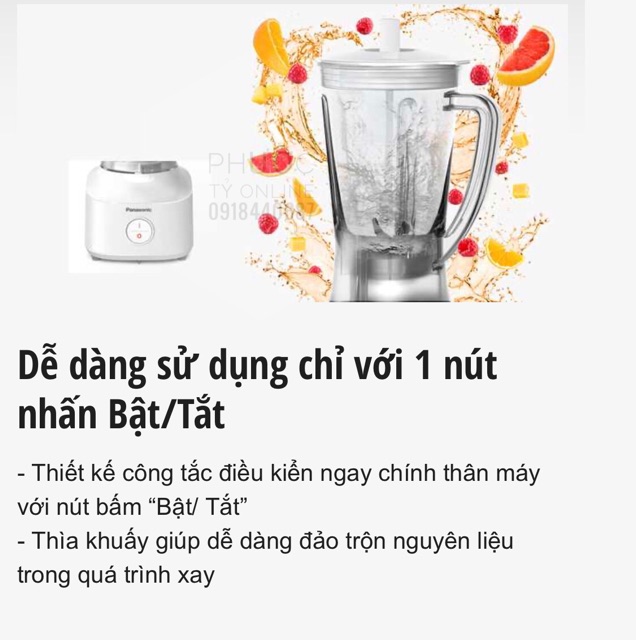 Máy xay sinh tố Panasonic MX-M200WRA và M20GRA- Hàng chính hãng bảo hành toàn quốc 1 năm.