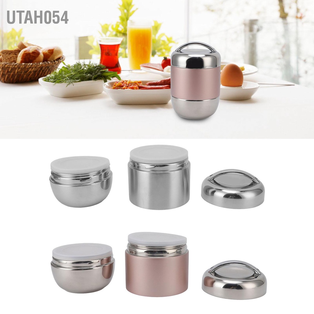 Utah054 Hộp đựng thực phẩm nhiệt 1.5L thức ăn bằng thép không gỉ nhiều lớp chống tràn trưa được cách với nắp đậy kín cho công việc