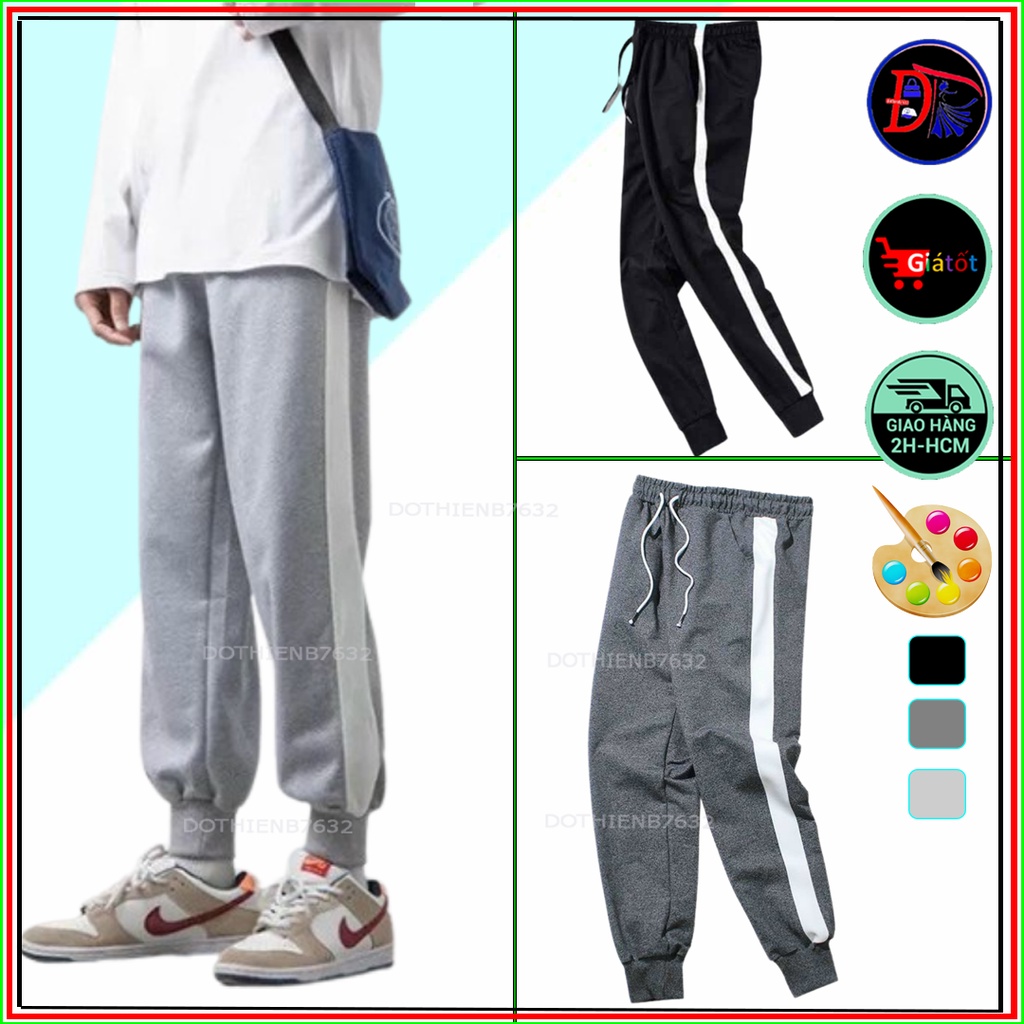 Quần nỉ nam Nữ Hàn Quốc kiểu jogger unisex, quần thể thao dài 3 màu