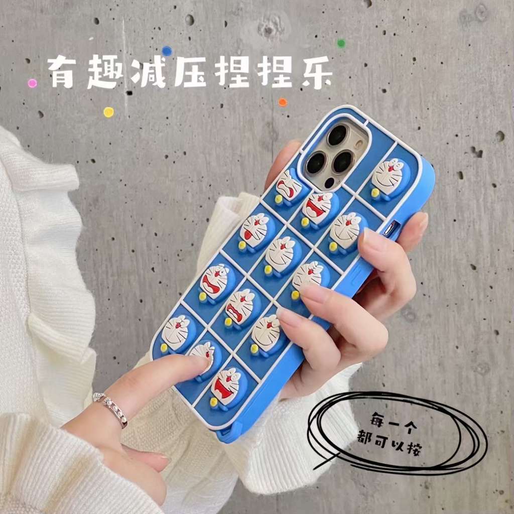 Ốp điện thoại silicone dẻo Doraemon 3D giảm căng thẳng cho IPHONE 12 PRO MAX 11 PRO MAX XS MAX XR X 7 8 PLUS 6 6S PLUS