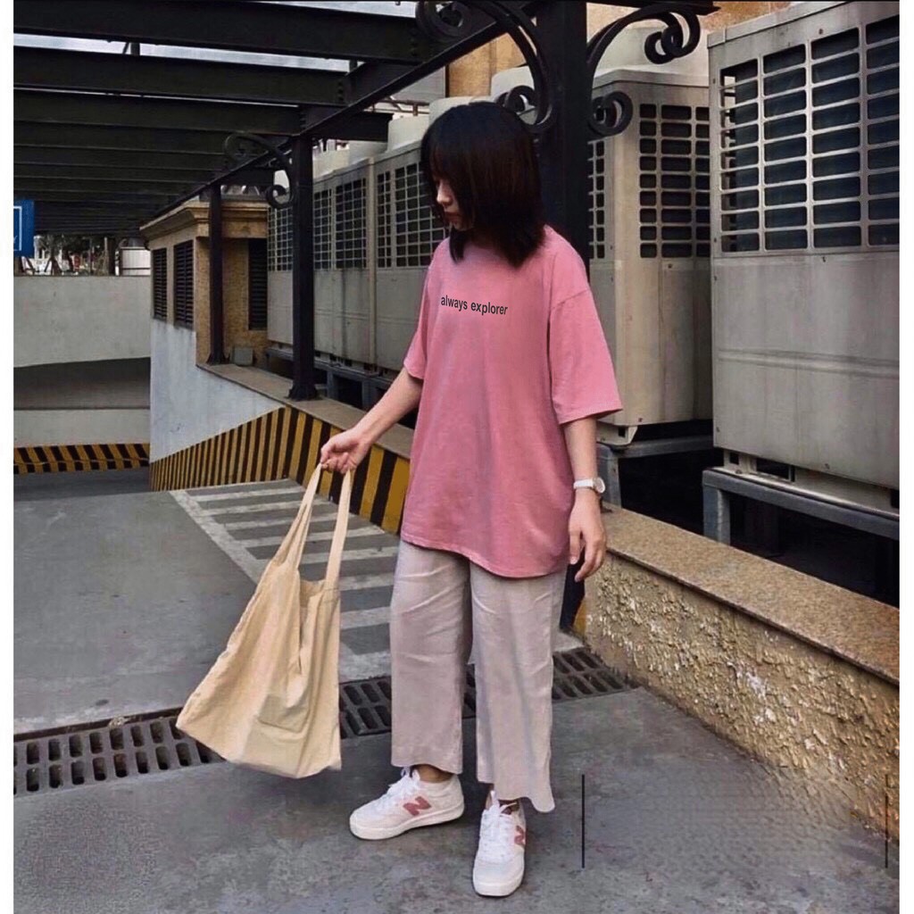 Áo thun tay lỡ G1SHOP vải coton dày dặn, co dãn, form rộng - Always Explorer