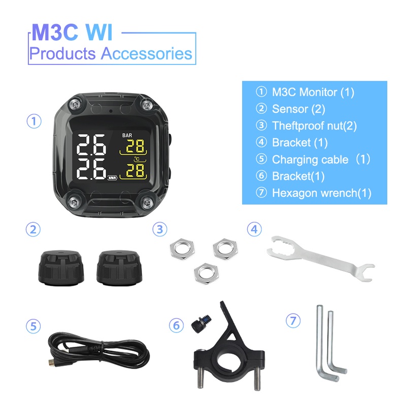 Hệ Thống Cảm Biến Áp Suất Bánh Xe Hơi Tpms M3C Không Dây Tiện Dụng