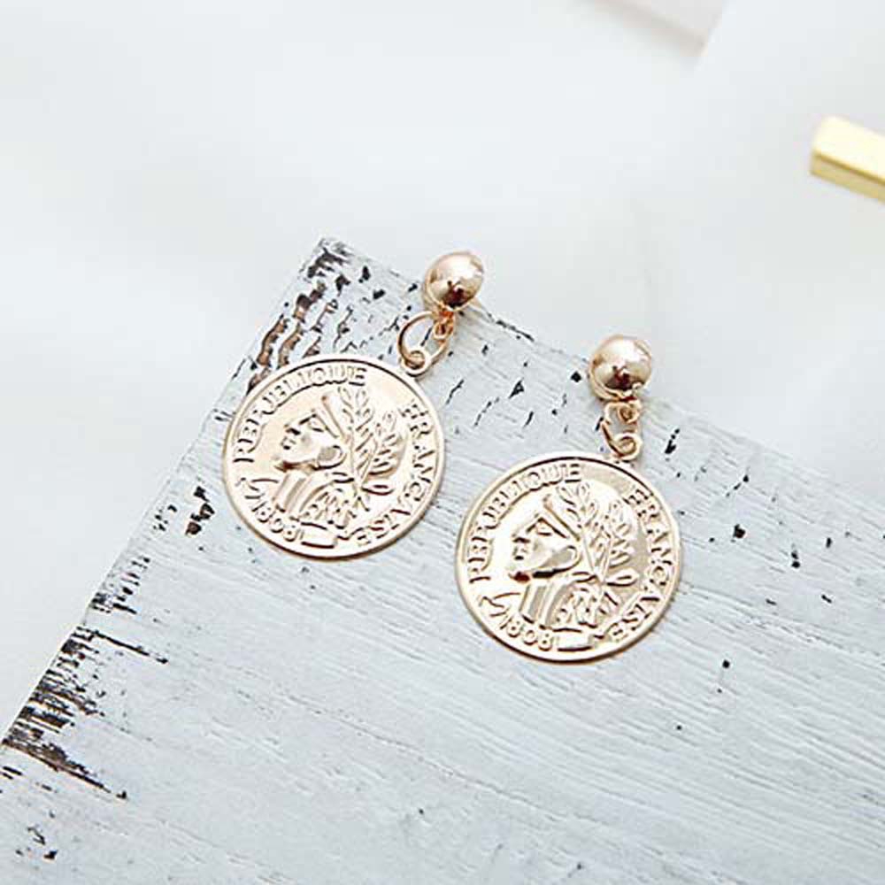 Khuyên Tai Kim Loại Hình Đồng Xu