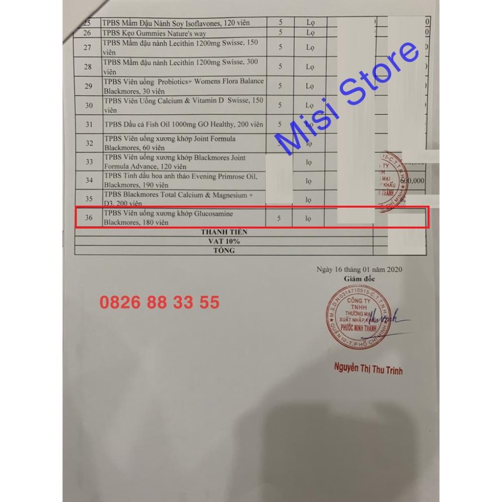 Viên uống xương khớp Blackmores Glucosamine 1500mg Loại 180 Viên, mẫu mới