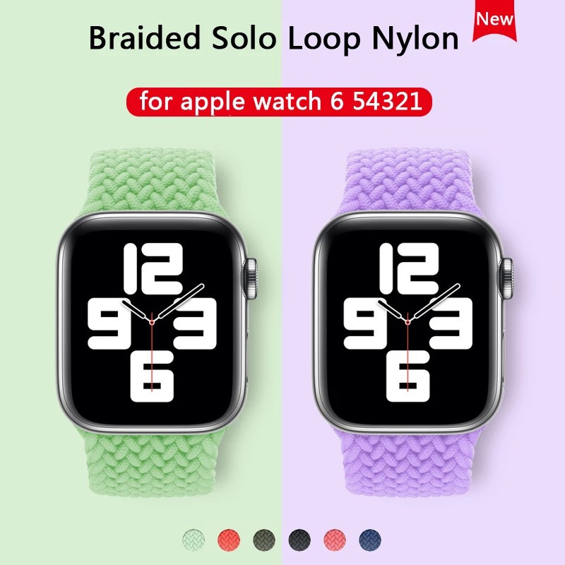 Dây Đeo Đồng Hồ Apple Watch 44mm 40mm 38mm 42mm Co Giãn Bằng Vải Nylon Bện Cho Iwatch Series 6 Se 5 4 3