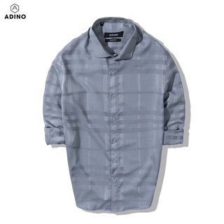 Áo sơ mi kẻ BBR nam màu ghi xám ADINO vải sợi tre Bamboo mềm mịn thoáng mát dáng công sở slimfit hơi ôm trẻ trung SM12