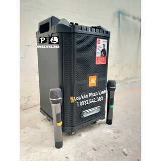 Loa kéo mini JBZ 0806, loa karaoke 2 tấc kèm 2 micro không dây UHF
