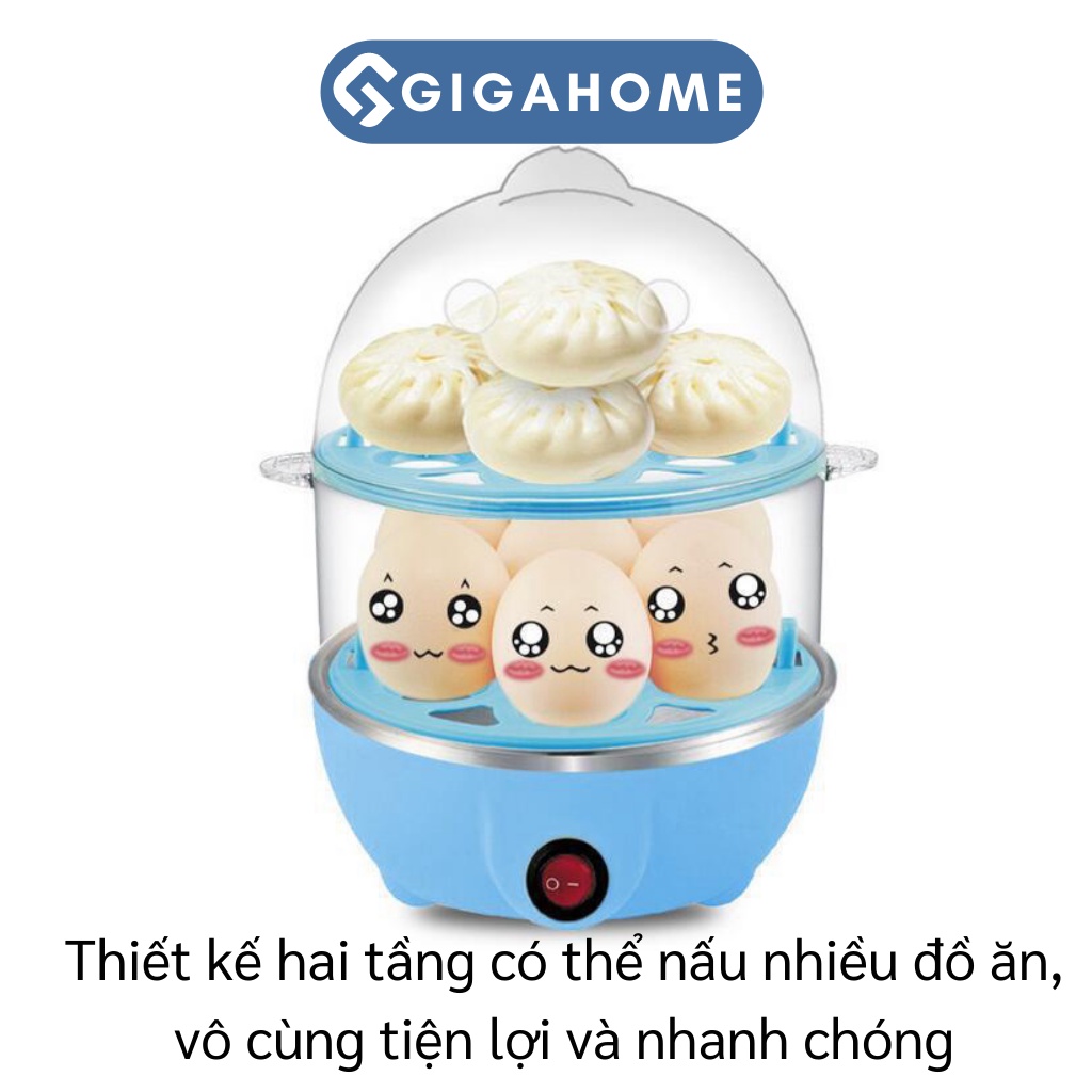 Nồi Hấp Trứng, Bánh Bao 2 Tầng Mini Đa Chức Năng GIGAHOME Tiện Lợi 6034