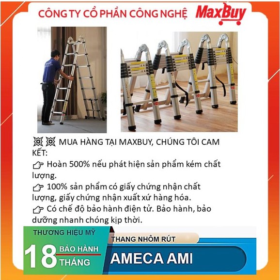 Thang Nhôm Rút Xếp Đôi Đa Năng 7 Bậc Ameca AMI-440 thương hiệu Mỹ, bảo hành chính hãng 18 tháng