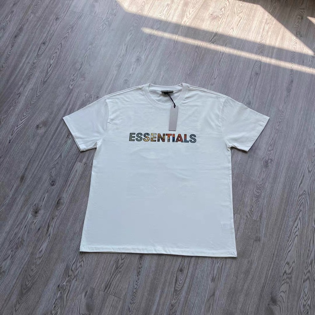 Áo thun tay lỡ ESSENTAIL logo đa sắc UNISEX BASIC , áo phông cotton nam nữ unisex. MIKE UNISEX STORE