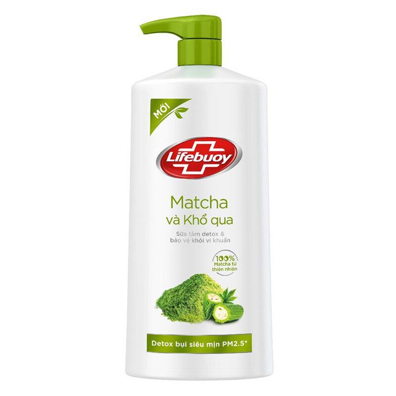 Sữa tắm Lifebuoy Detox cao cấp ngừa mụn cơ thể matcha +khổ qua 850gr
