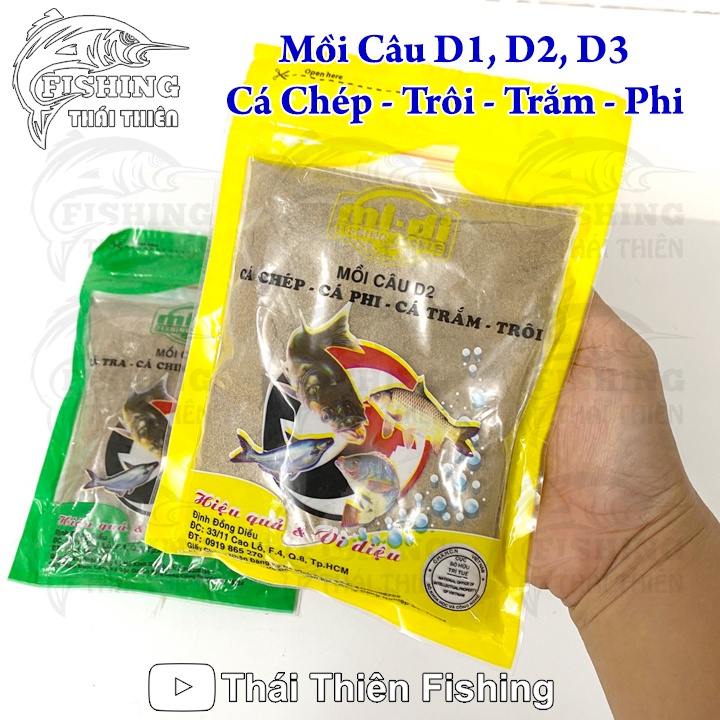 Mồi Câu D1, D2, D3 Cá Chép, Rô Phi, Trắm, Trôi, Tra, Trê, Chim