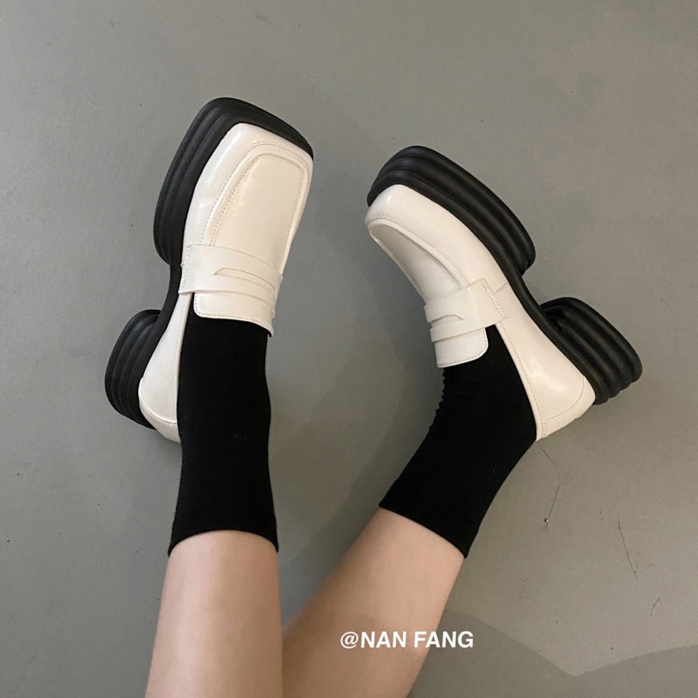 |G48| Giày mũi vuông đế cao cá tính phong cách retro