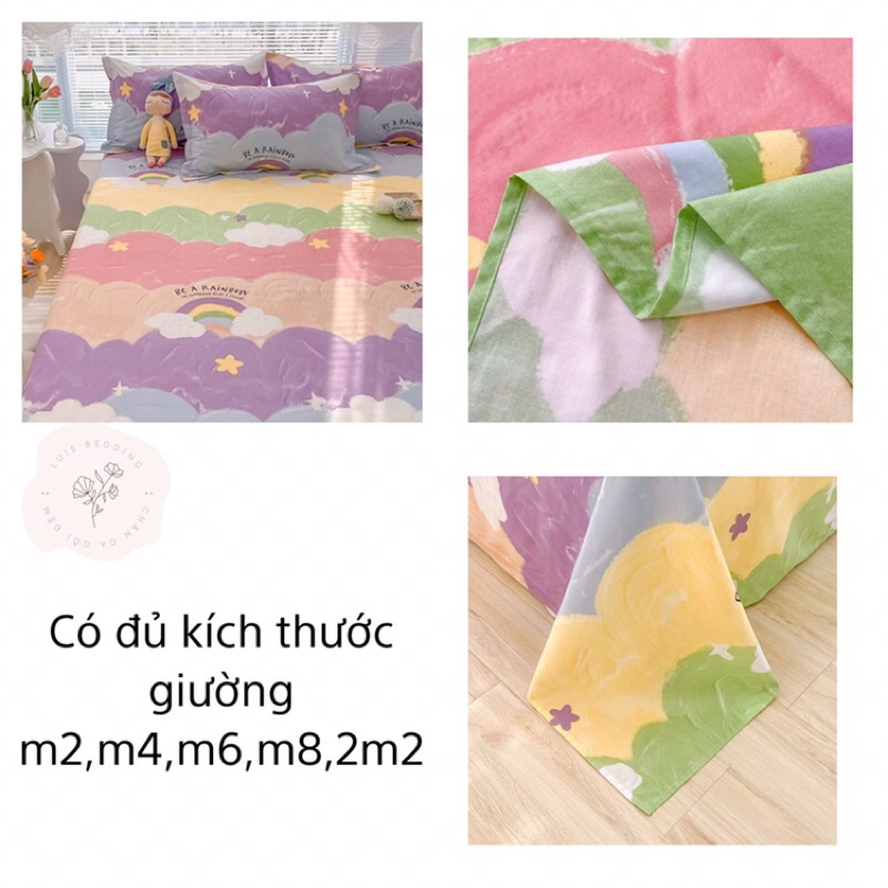 Ga Và 2 Vỏ Gối Cotton Living Chất Siêu Mềm Mát,Thấm Hút Mồ Hôi,Mẫu Đa Dạng Đủ Kích Thước