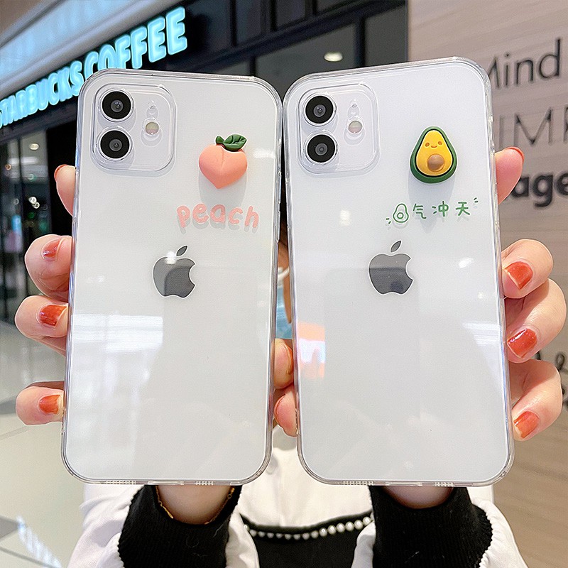 Ốp lưng iphone trong cạnh hình vuông bơ đào 6plus/6/6splus/7/7plus/8/8plus/x/xr/xs/11/12/pro/max/plus/promax-Awifi B3-13 | BigBuy360 - bigbuy360.vn