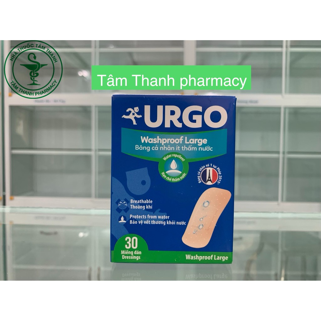 Băng cá nhân ít thấm nước Urgo Washproof Large (Hộp 30m)
