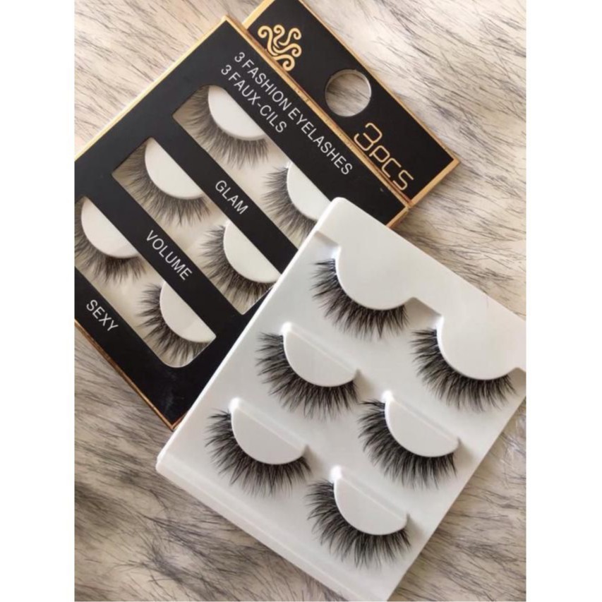 Mi Chồn , Lông Mi Giả Chồn 3D 3PCS 3 Fashion Eyelashes 3 Faux-Cils - bộ 3 cặp