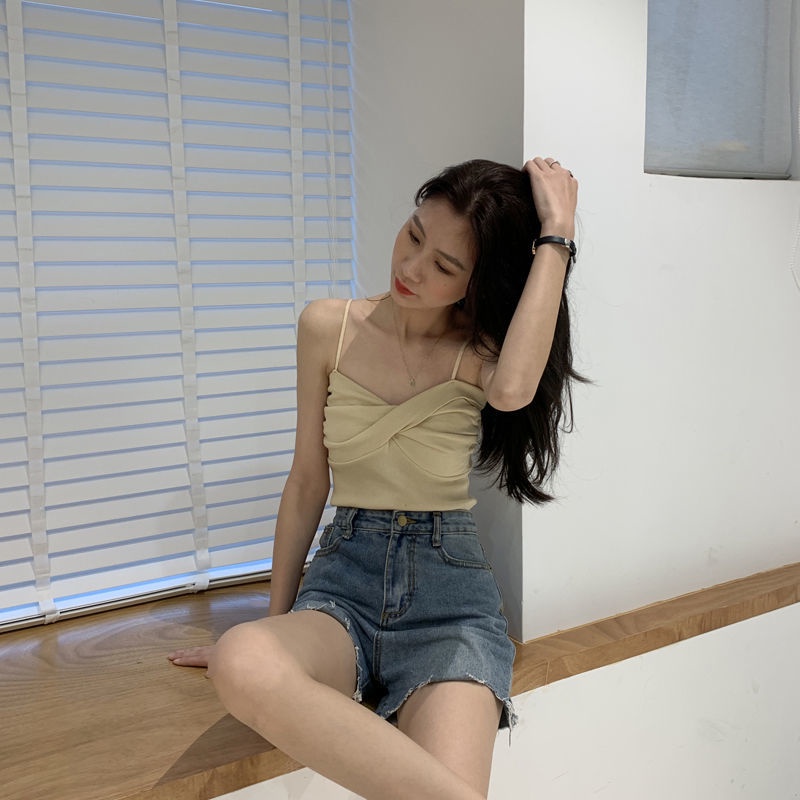 Áo Ống Ngắn Hai Dây Phong Cách Hàn Quốc Dành Cho Nữ 2022