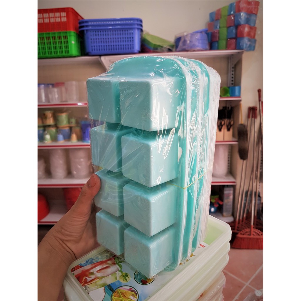 COMBO 3 Khay đá dẻo 8 viên Việt Nhật có nắp