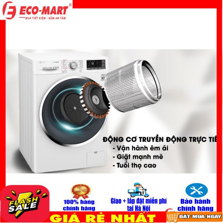 Máy giặt LG lồng ngang 9kg màu trắng FC1409S3W  (Vận chuyển và lắp đặt trực tiếp miễn phí khu vực TP Hà Nội)