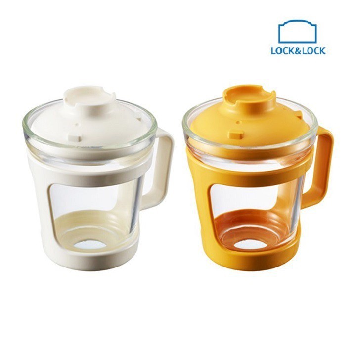 Cốc Nấu Mỳ, Canh, Súp Thủy Tinh Có Nắp Đậy 500ml Có Tay Cầm Easy Cook Lock&amp;Lock(Mầu Ngẫu Nhiên)