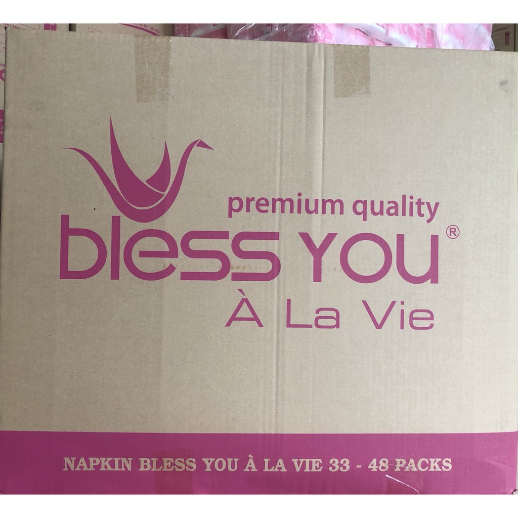 Thùng 48 Gói Khăn Napkin Bless You Alavie 33x33 Gói 100 Tờ