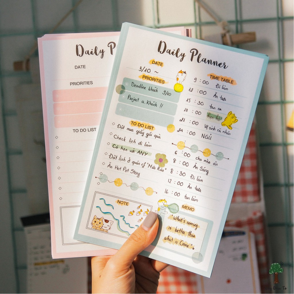 Set Giấy Lập Kế Hoạch A5 Daily/Weekly/Monthly Planner