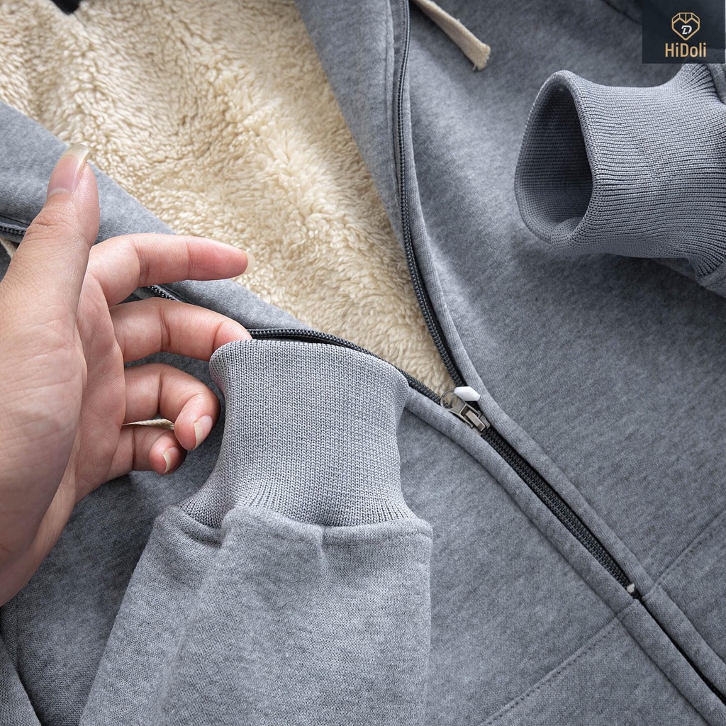 Áo khoác nỉ lót lông cừu, áo hoodie nam nữ unisex 5 màu có mũ siêu hot 2021