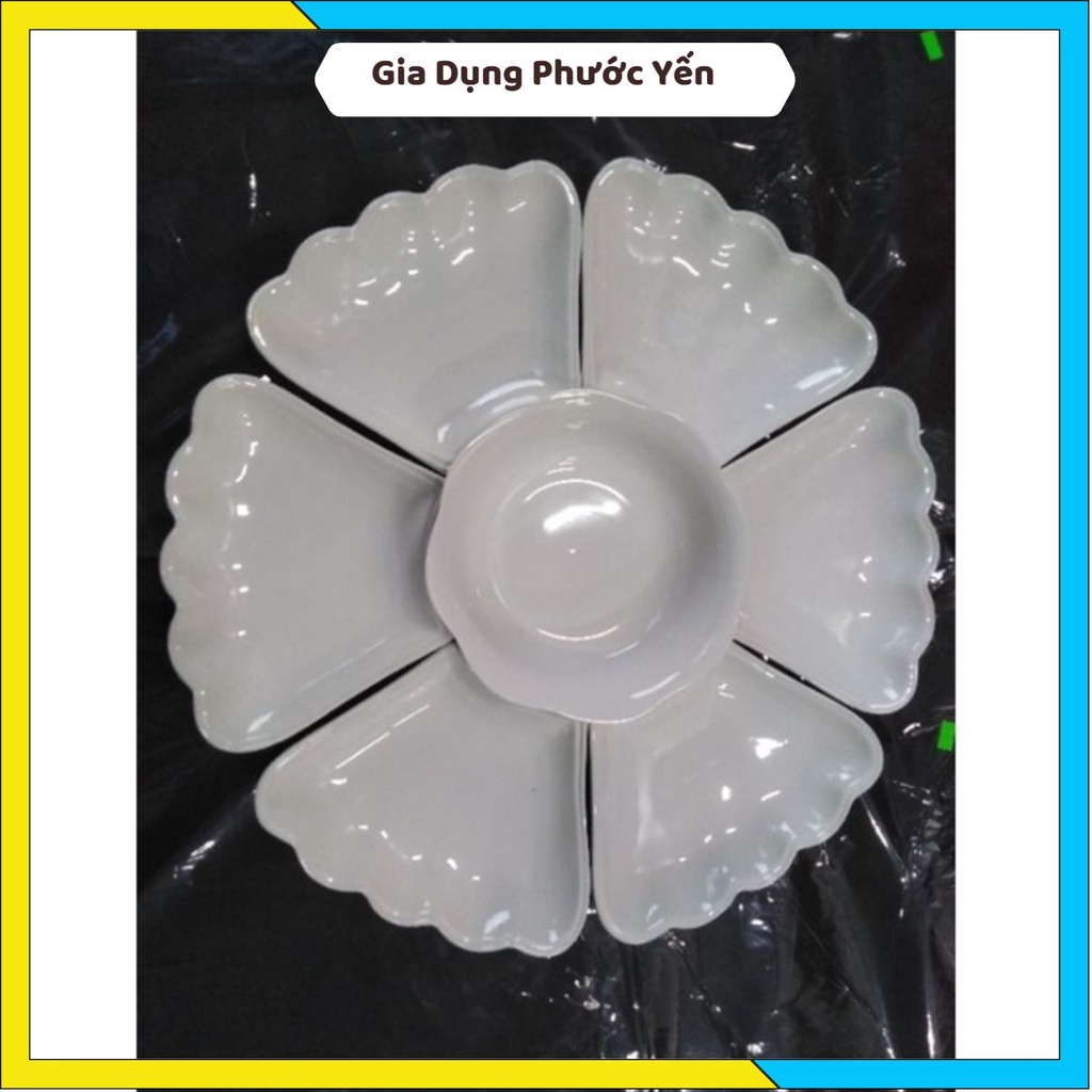 Bộ Bát Đĩa Hoa Mặt Trời Gốm Sứ Minh châu (Vỡ 1 đổi 1)