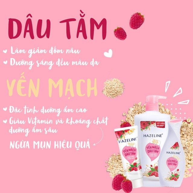 Sữa Tắm Dưỡng Sáng Hazeline Yến Mạch Dâu Tằm 670g