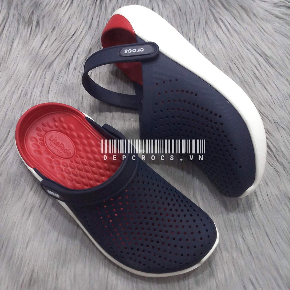 (Chính hãng) Dép sục crocs literide chính hãng nam nữ unisex, dép cross literide màu navy đỏ- crocs house