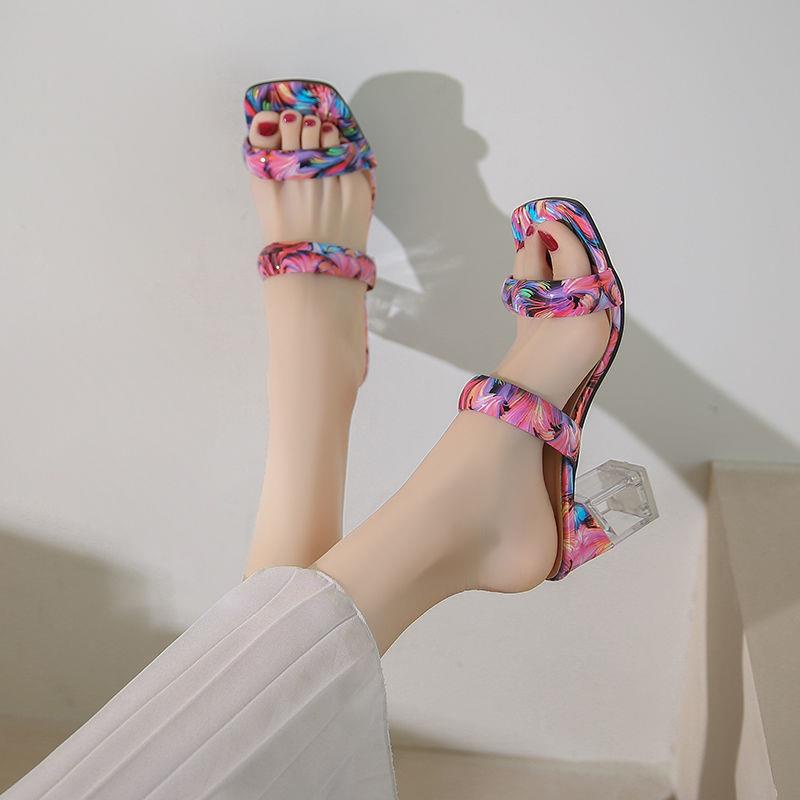 Dép Sandal Cao Gót Hở Ngón Đế Pha Lê Dày Thời Trang Mùa Hè Hàng Mới