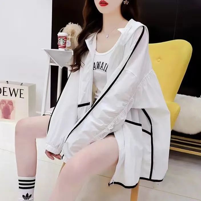 Áo Khoác Chống Nắng Dáng Rộng Có Khóa Kéo Thời Trang Mùa Hè Cho Nữ