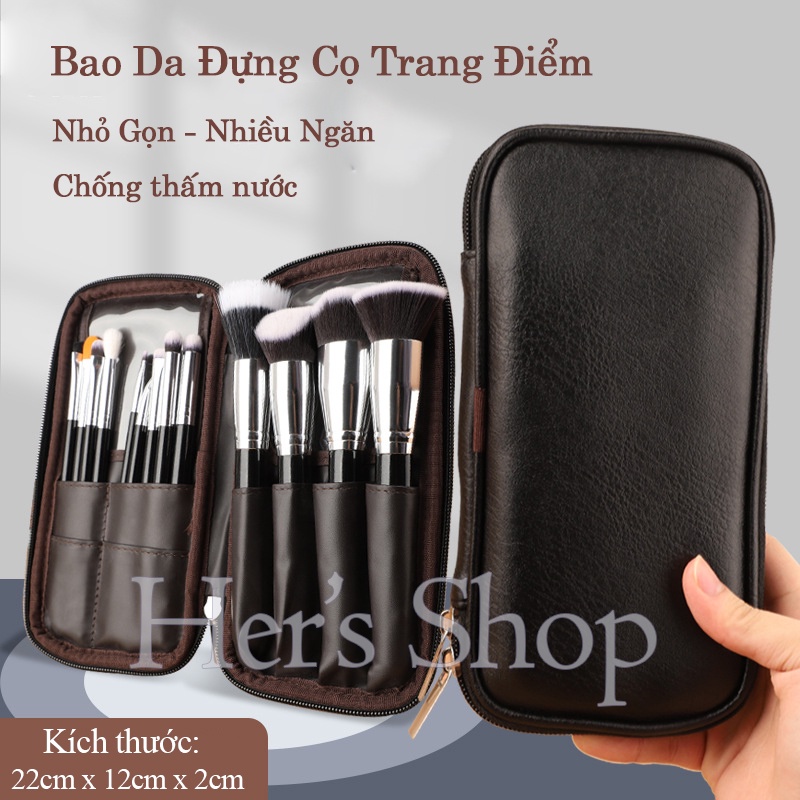 Bao Da Đựng Cọ Trang Điểm Cá Nhân 15 Cây Chất Liệu Da Mềm Nhỏ Gọn Tiện Dụng