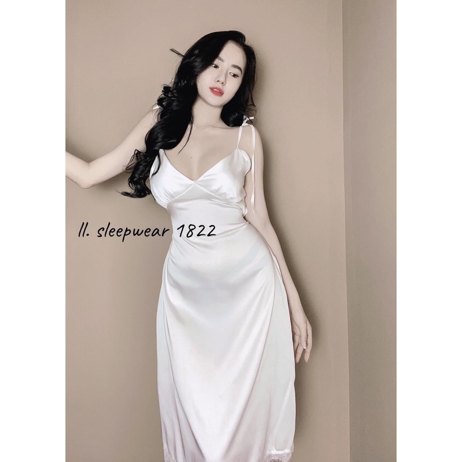 Đầm Ngủ, đồ ngủ, váy ngủ  Nữ 2 dây Sexy lụa satin - latin siêu mát giá sỉ - FREESHIP