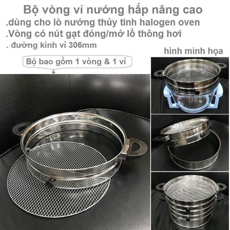 Bộ vòng vỉ hấp nướng nâng cao dùng cho lò nướng thuỷ tinh hoặc bếp