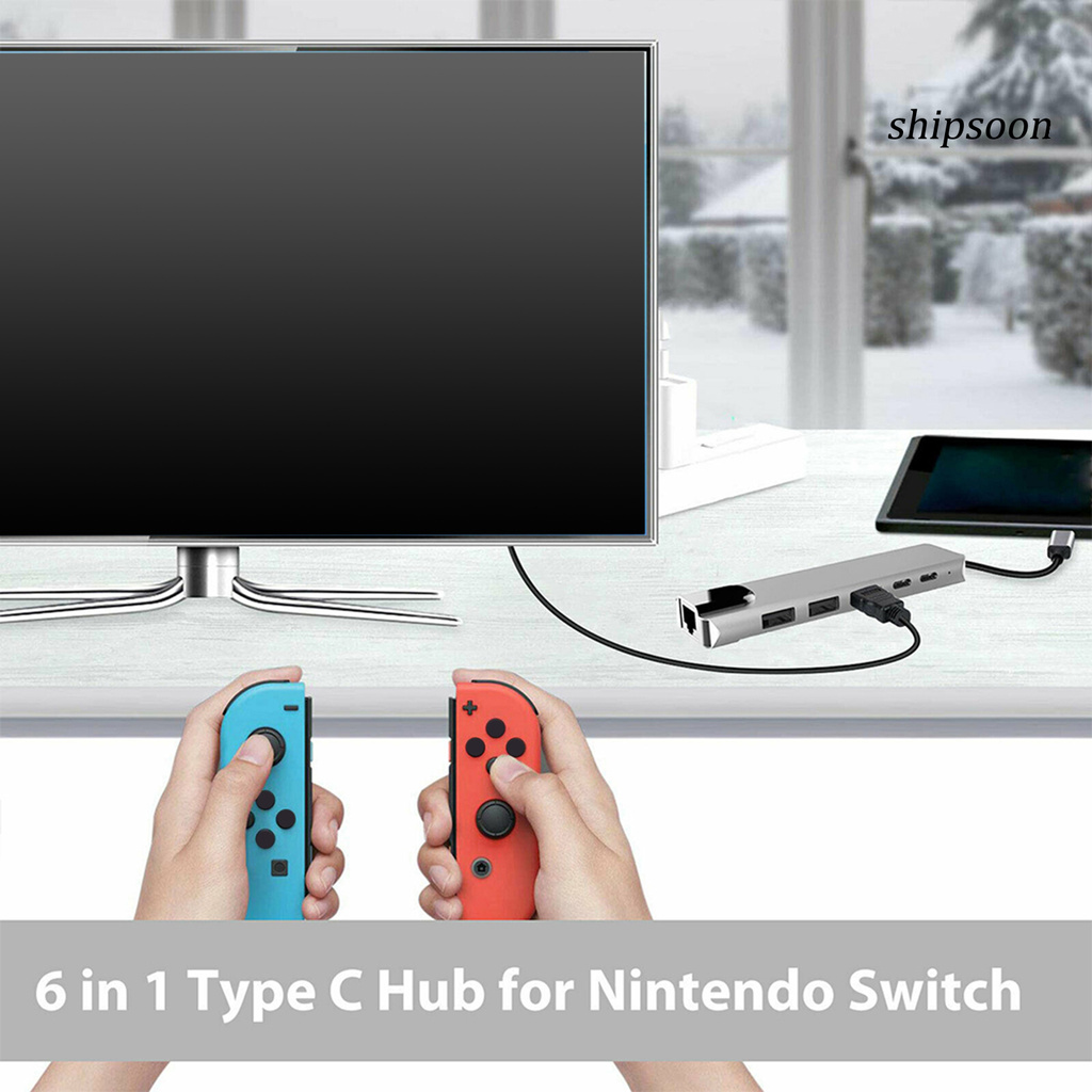 Bộ Chuyển Đổi Usb-C Hub 6 Trong 1 Type-C 4k Hdmi-Compatible Rj45 Ethernet Lan Cho Nintendo Switch | BigBuy360 - bigbuy360.vn