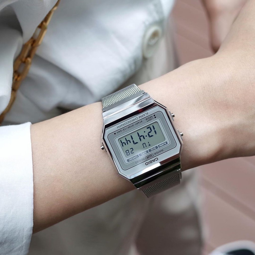 Đồng hồ Unisex dây kim loại CASIO A700WM-7ADF chính hãng