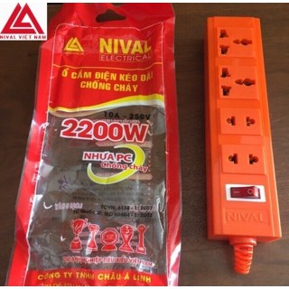 Ổ cắm chịu tải 2200W Nival N420 LÕI SỨ CHỐNG CHÁY MÀU ĐEN/ CAM