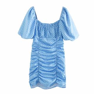 Đầm Nữ Chấm Bi Xếp Ly Thời Trang