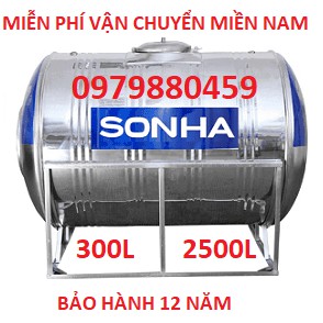 BỒN NƯỚC INOX304 SƠN HÀ NGANG 300-2500l, BẢO HÀNH 12 NĂM