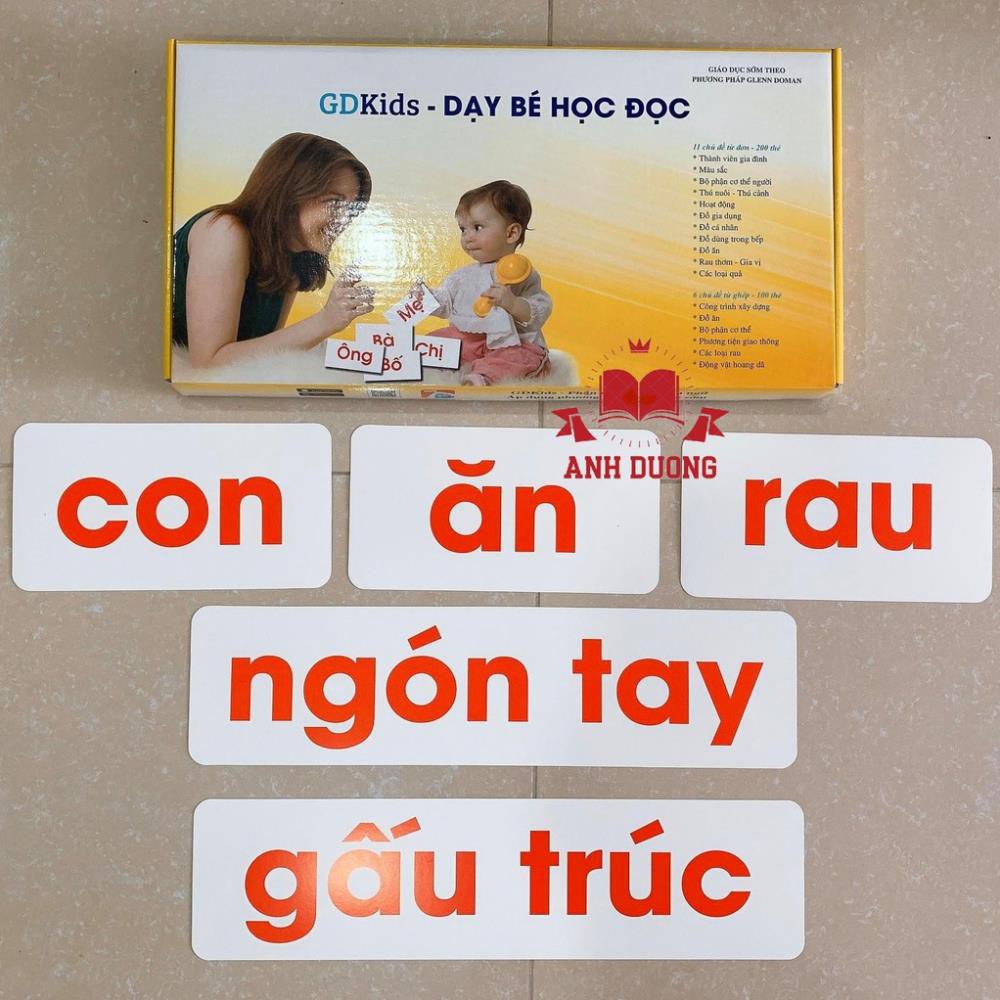 Thẻ  Học Đọc Tiếng Việt  300 Thẻ GDKIDS Chuẩn Glenn Doman Flash Card Thẻ Học Thông Minh Cho Bé- tặng app song ngữ