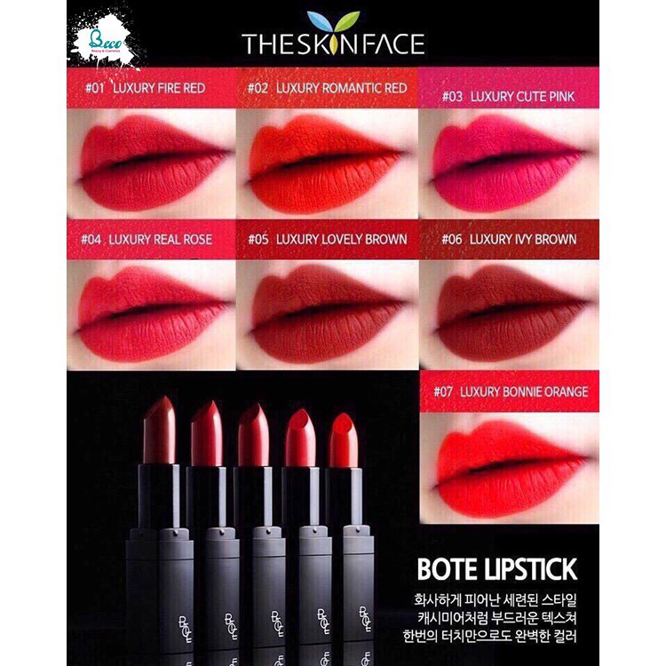 [Mỹ Phẩm Xách Tay]  Son Thỏi The Skin Face Bote Lipstick Hàn Quốc Phiên Bản Vỏ Đen  - Phụ Nữ Làm Đẹp