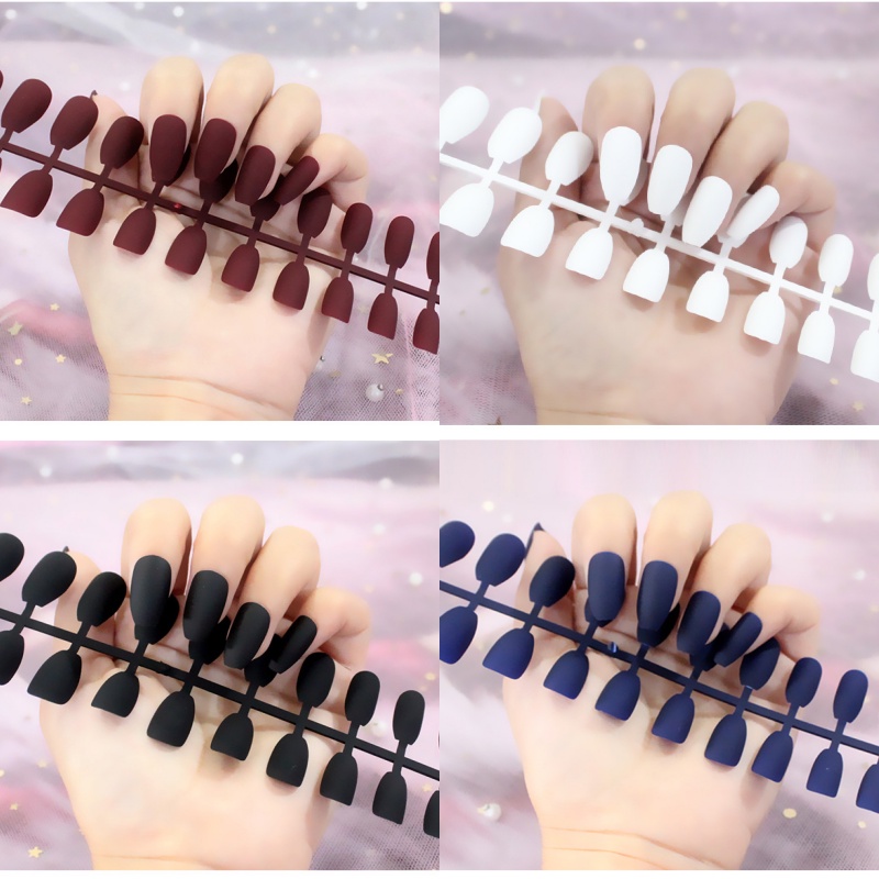 (TẶNG KEO DÁN) Bộ 24 Móng Tay Giả Dài Siêu Hot Chống Nước Nhiều Màu Sắc Siêu Hot
