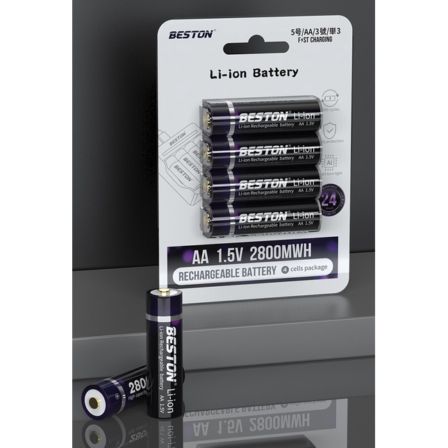 Pin Sạc Beston Li-ion 1.5V AA , AAA  và Bộ Sạc Beston Tự Ngắt Có Đèn Báo Khi Đầy