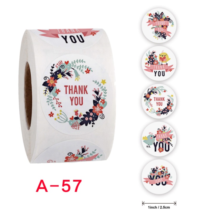 Cuộn 500 tem Sticker Thank you in màu tự dính 2.5cm - Tem cảm ơn
