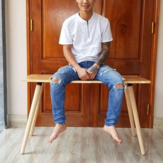 Bàn làm việc  bàn học bàn ăn chân gỗ tần bì 60×120cm